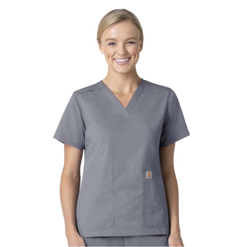 Carhartt  Pewter Women's Rugged Flex® Ripstop  V-Neck Scrub Top