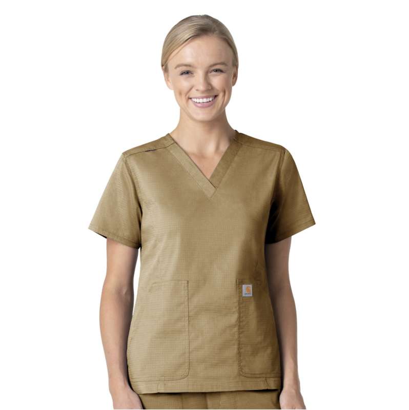 Carhartt  Yellow Curry Women's Rugged Flex® Ripstop  V-Neck Scrub Top