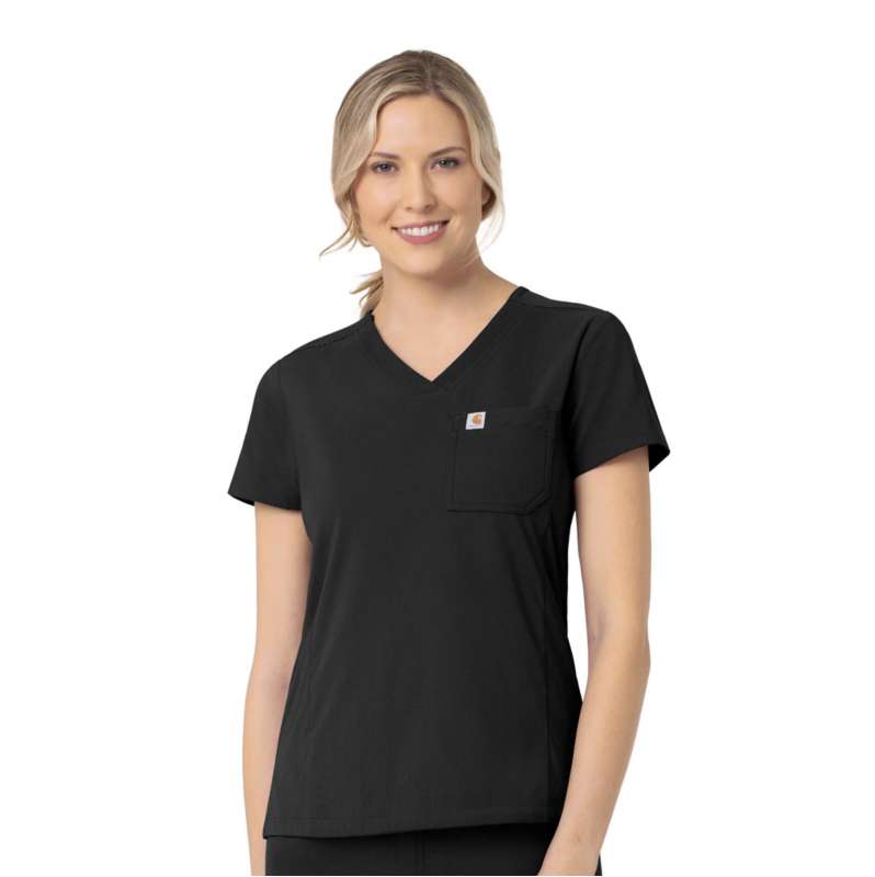 Carhartt  Black Women's Rugged Flex® Peak Tuck-In Scrub Top