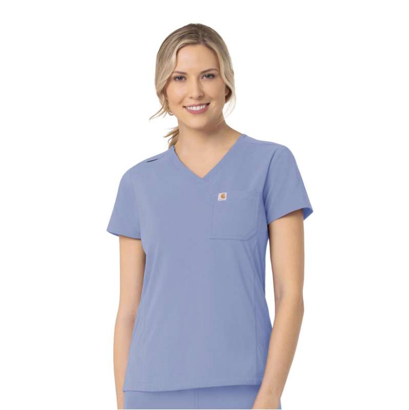 Carhartt  Ceil Blue Women's Rugged Flex® Peak Tuck-In Scrub Top