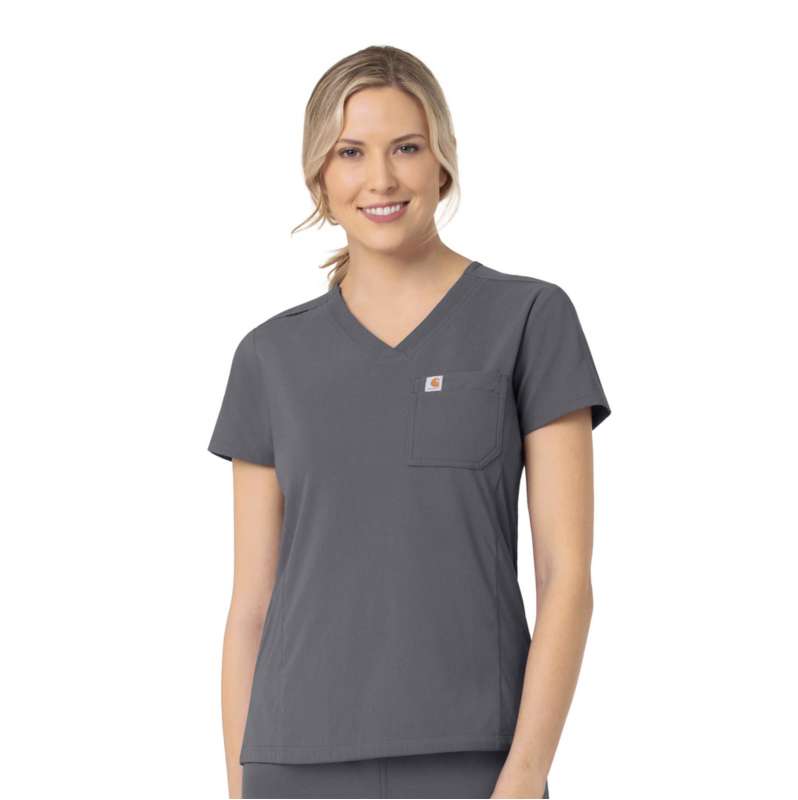 Carhartt  Pewter Women's Rugged Flex® Peak Tuck-In Scrub Top