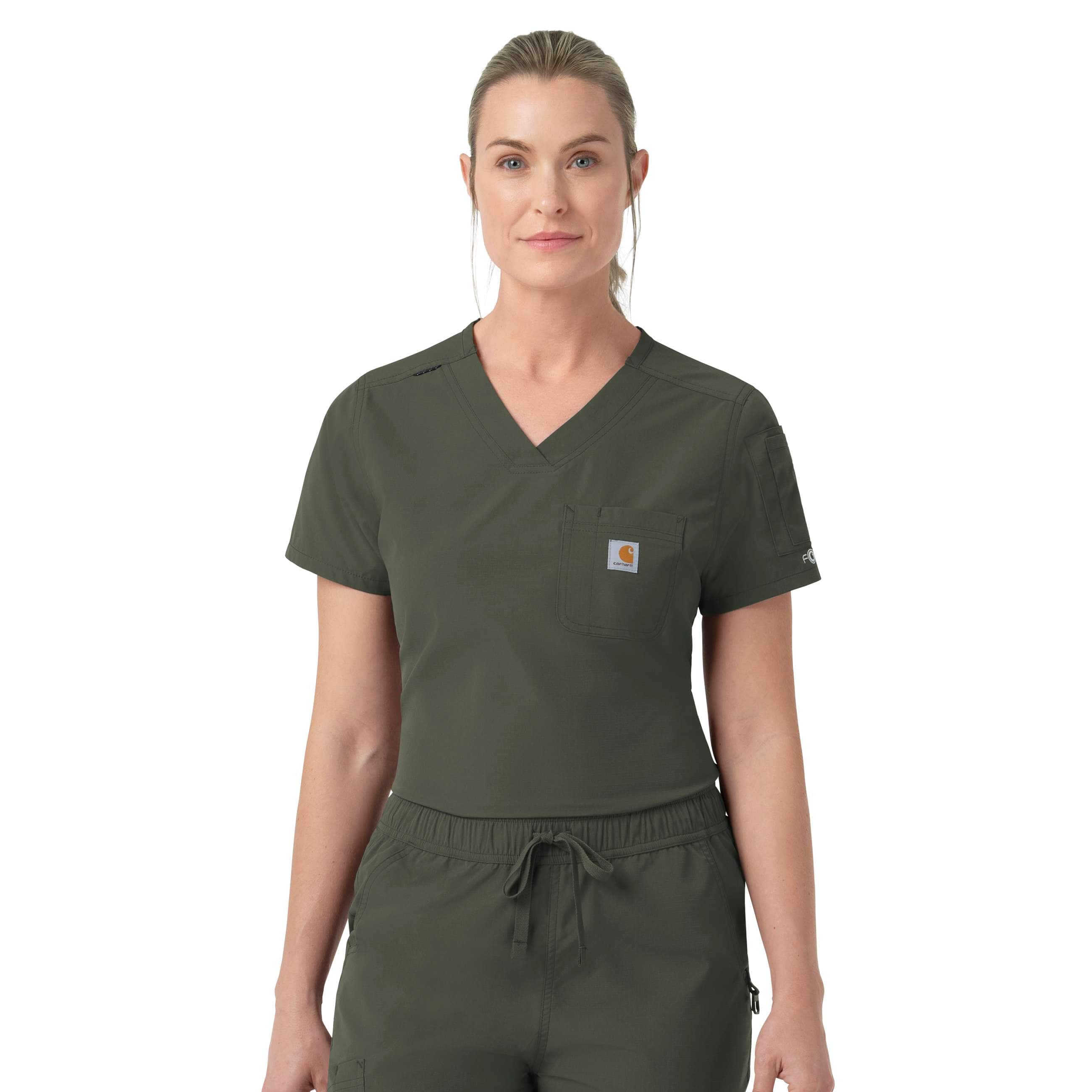 Carhartt Women's Fld Tuck-In Scrub Top | Olive | Xs