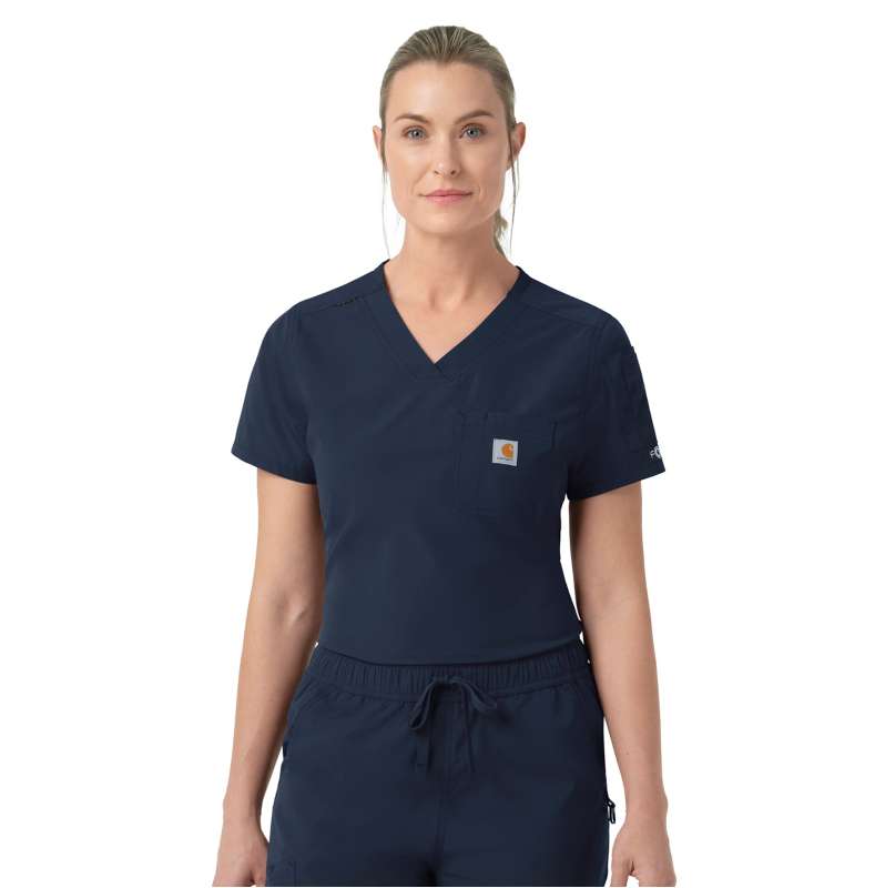 Carhartt  Navy Women's Rugged Flex FLD Tuck-in Scrub Top