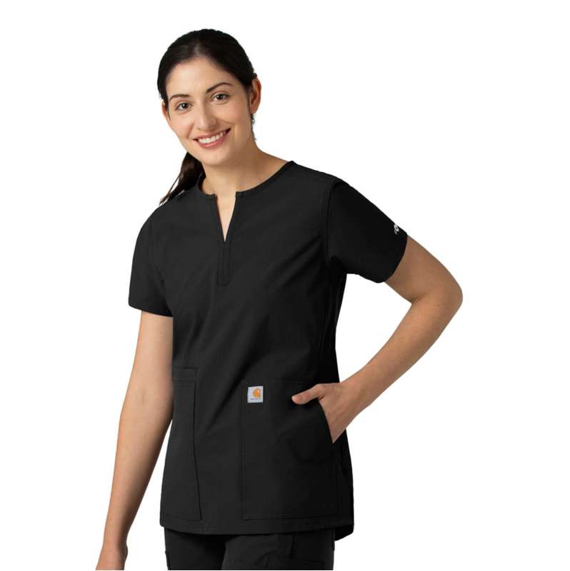 Carhartt  Black Women's Force Essentials Notch Neck Tunic Scrub Top