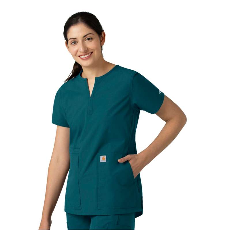 Carhartt  Caribbean Blue Women's Force Essentials Notch Neck Tunic Scrub Top