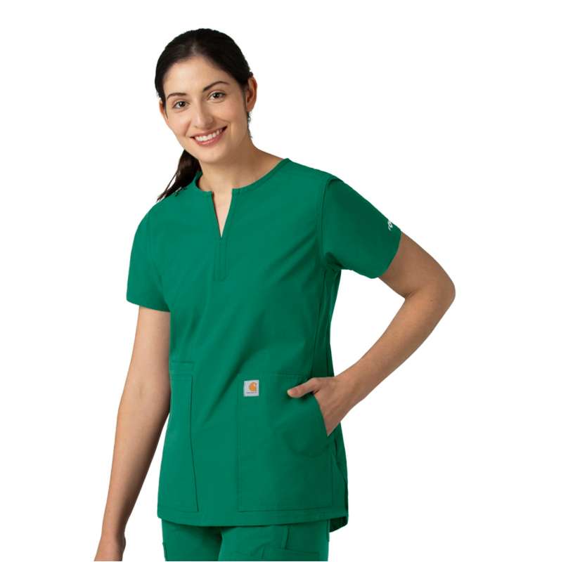 Carhartt  Hunter Green Women's Force Essentials Notch Neck Tunic Scrub Top