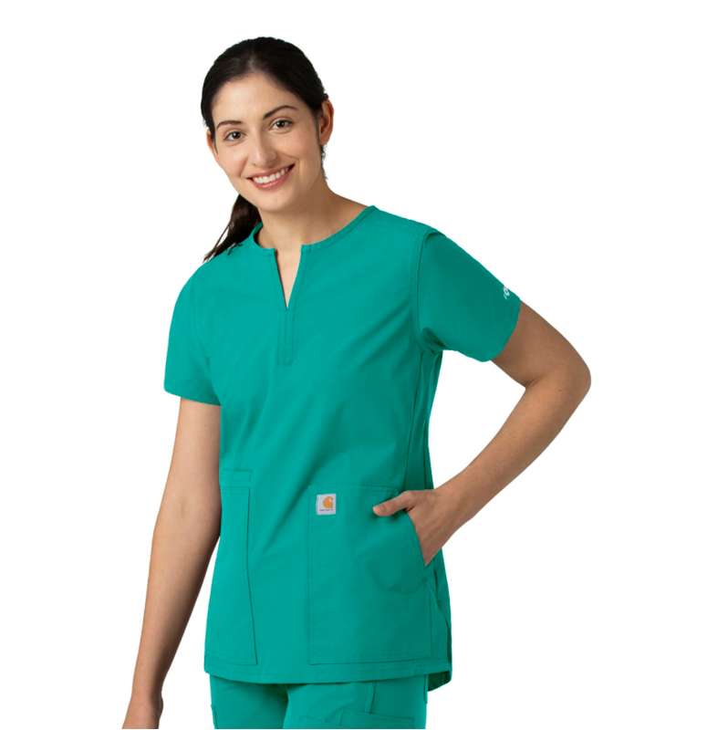 Carhartt  Teal Blue Women's Force Essentials Notch Neck Tunic Scrub Top