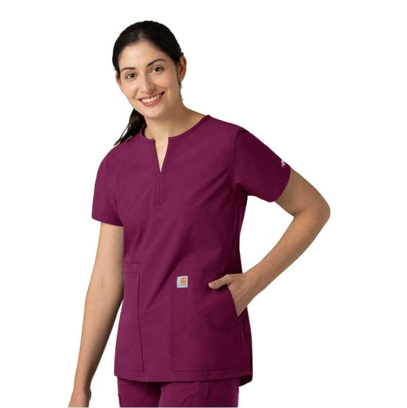 Carhartt  Wine Women's Force Essentials Notch Neck Tunic Scrub Top