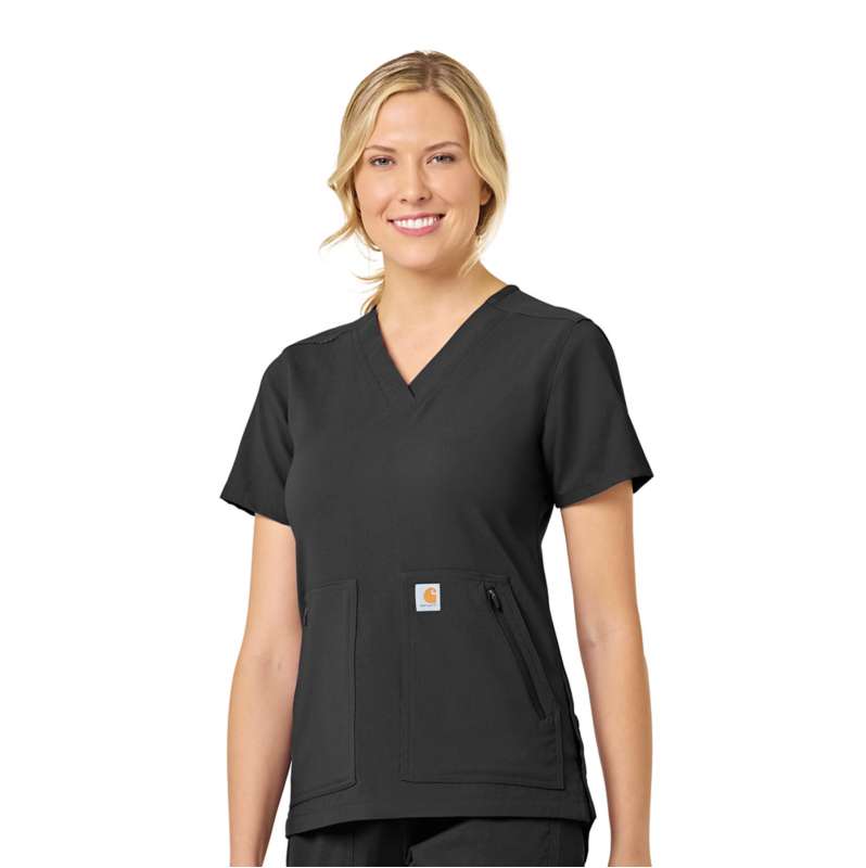 Carhartt  Black Women's Rugged Flex® Peak  4-Pocket V-Neck Scrub Top