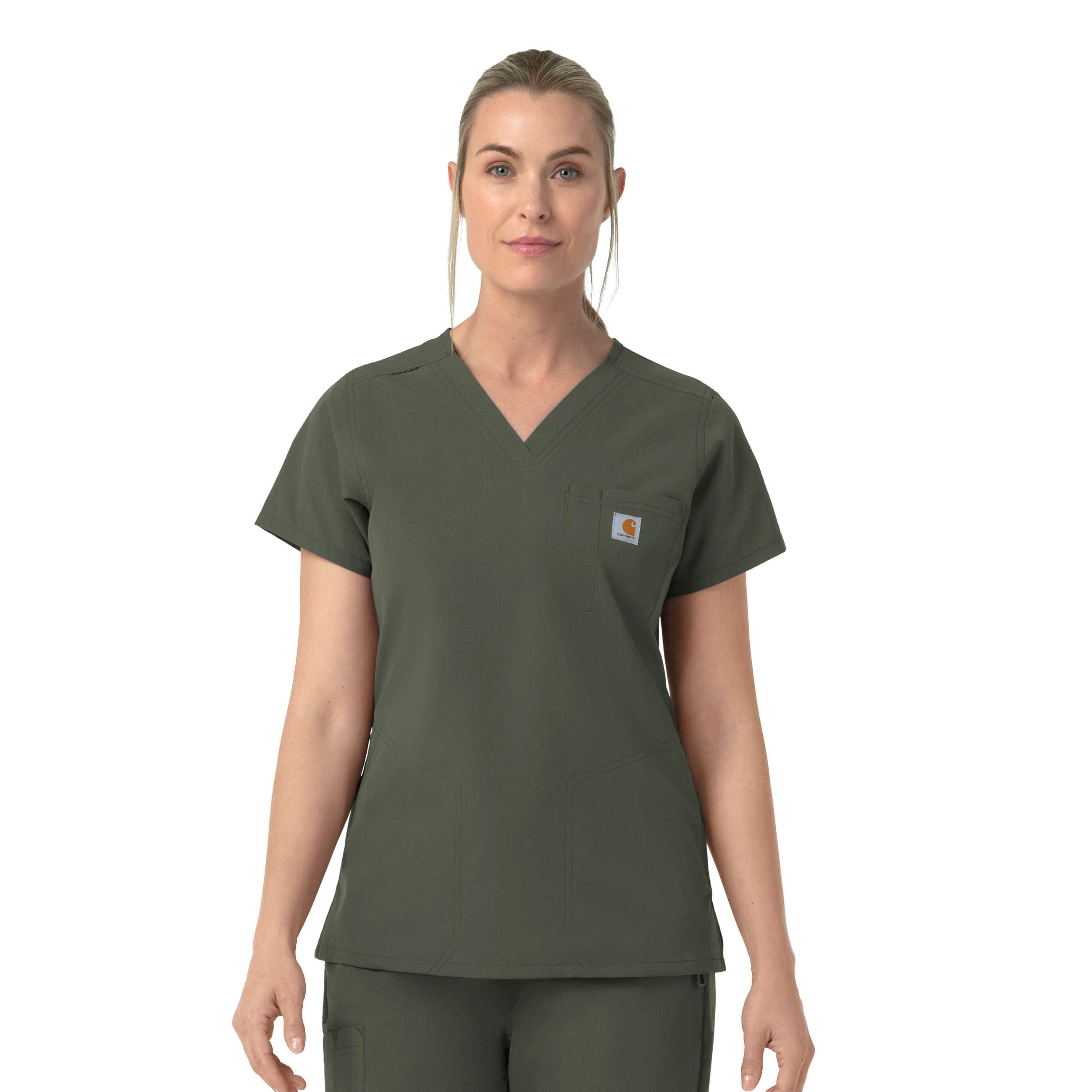 Carhartt Women's Fld V-Neck Scrub Top | Olive | Xs