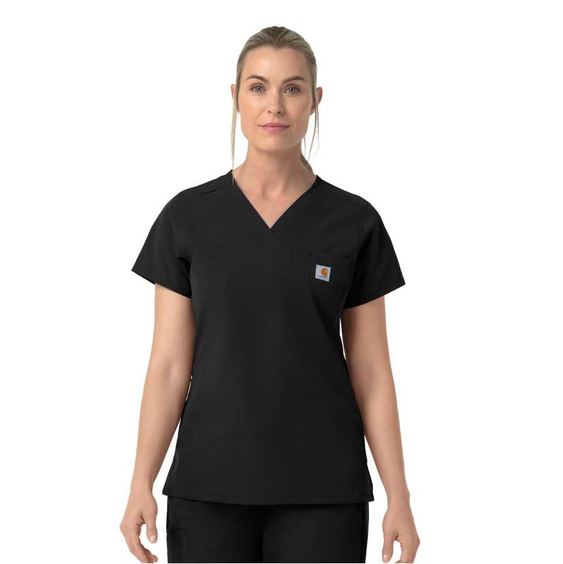 Carhartt  Black Women's Rugged Flex FLD V-Neck Scrub Top