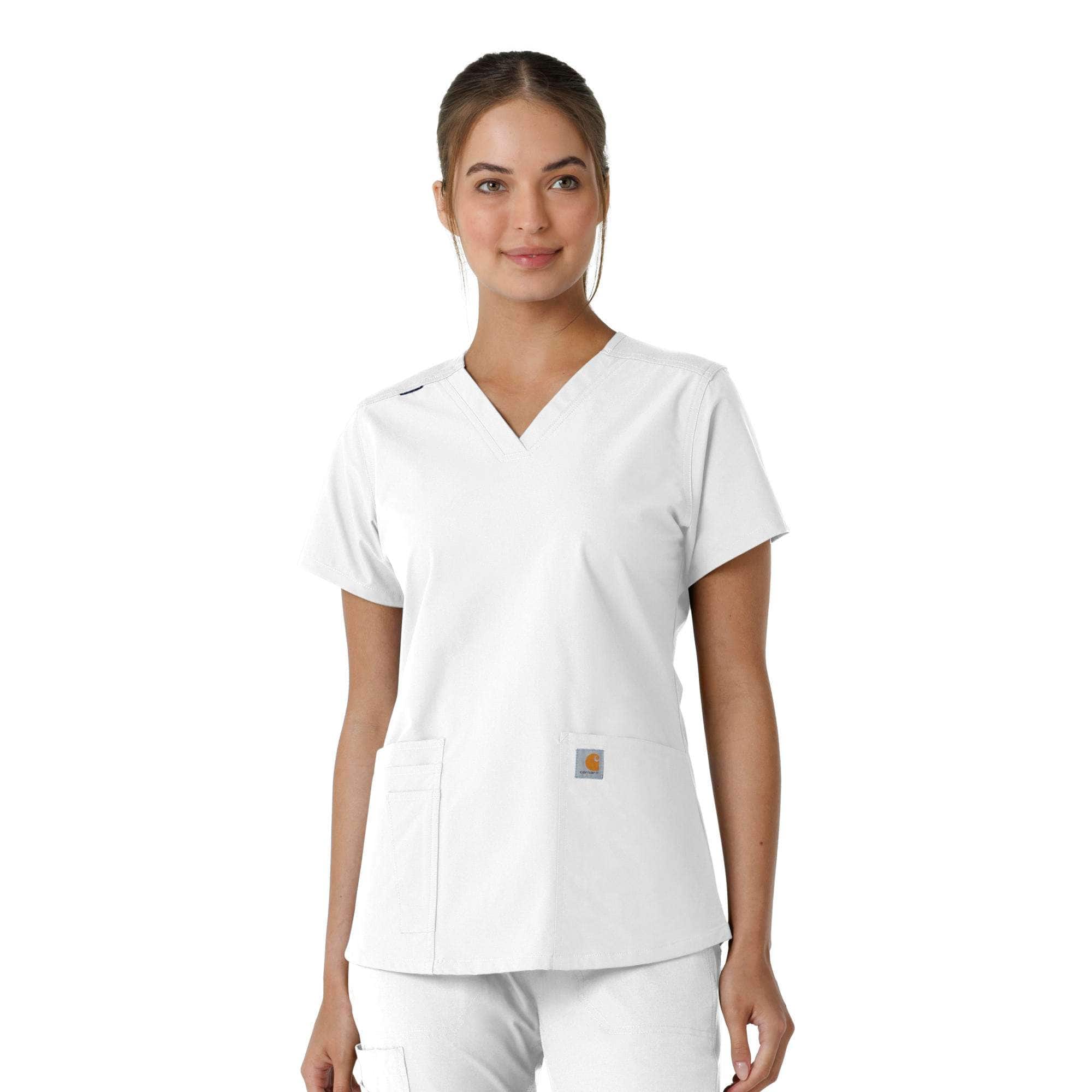 Additional thumbnail 1 of Women's Force Essentials V-Neck Knit Panel Scrub Top