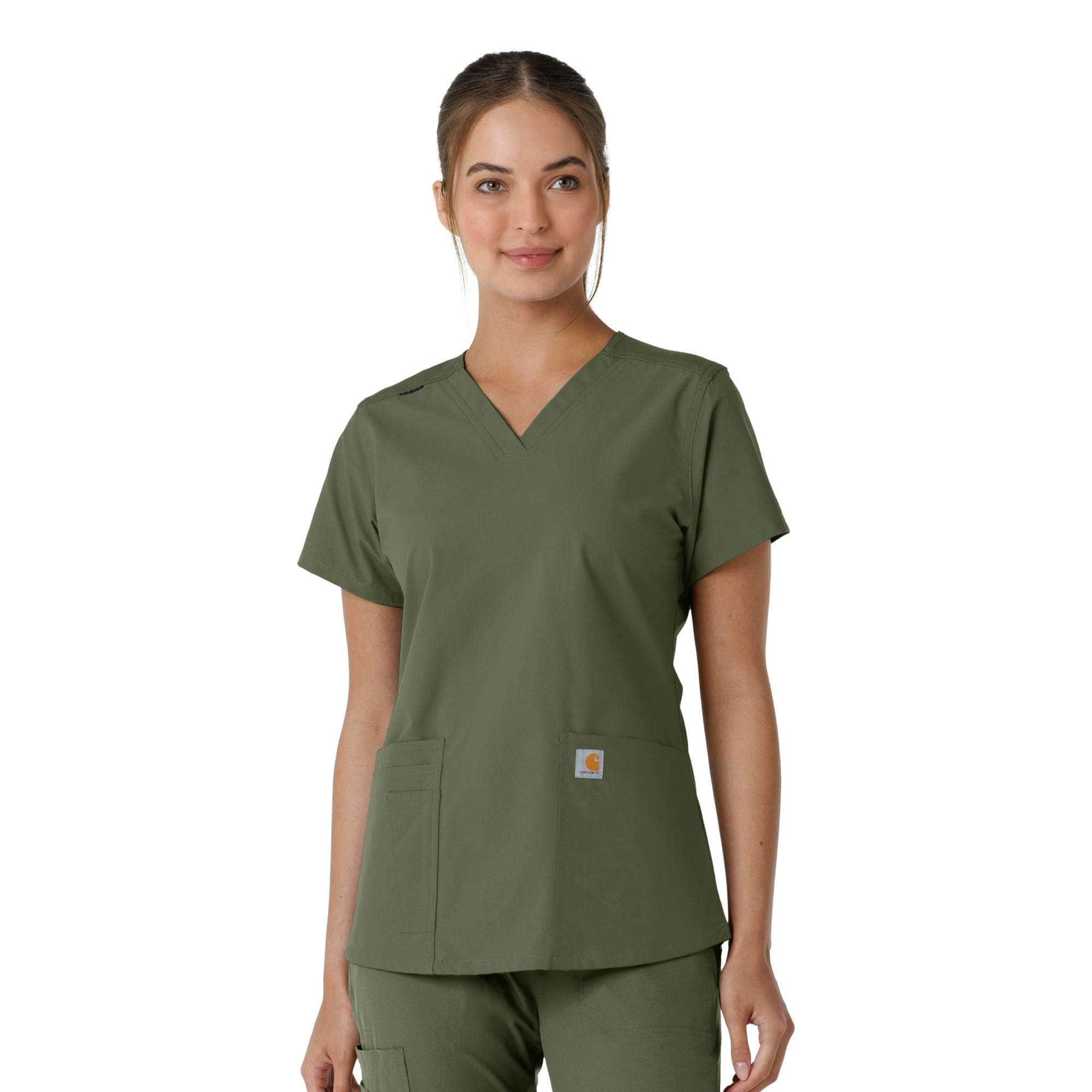 Additional thumbnail 1 of Women's Force Essentials V-Neck Knit Panel Scrub Top