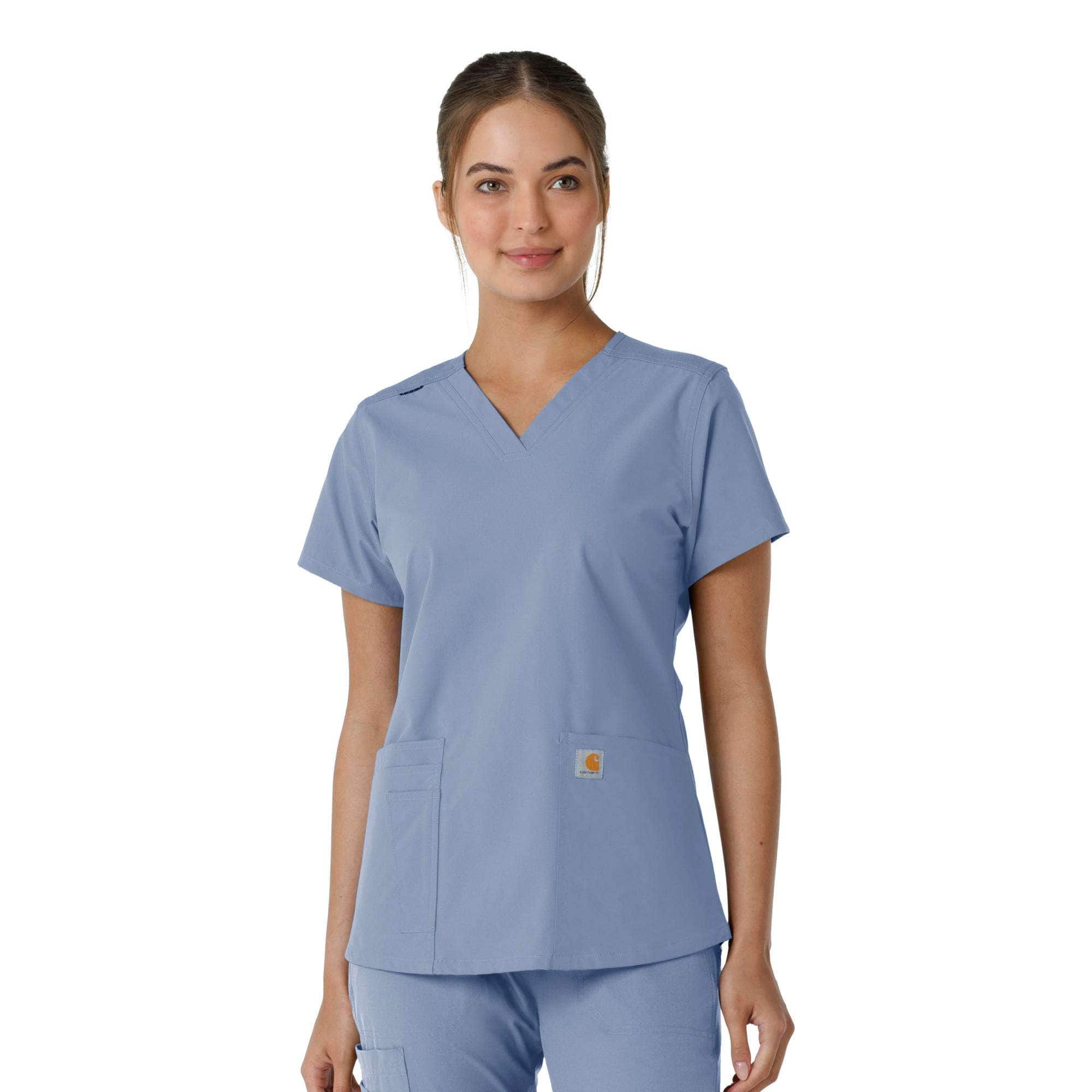 Additional thumbnail 1 of Women's Force Essentials V-Neck Knit Panel Scrub Top