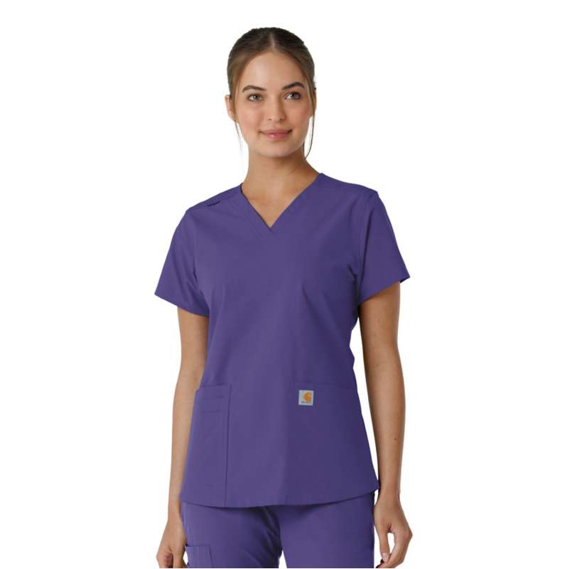 Carhartt  Grape Women's Force Essentials V-Neck Knit Panel Scrub Top