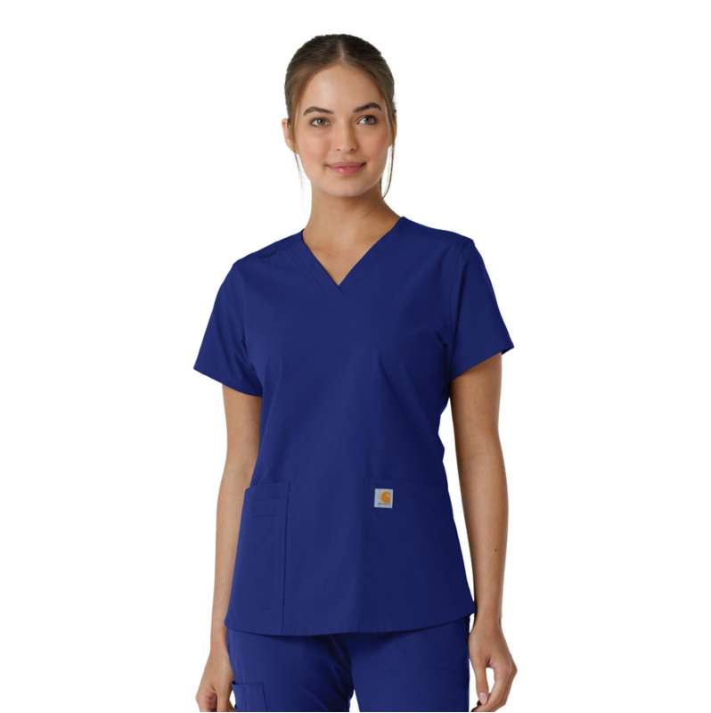 Carhartt  Deep Ocean Women's Force Essentials V-Neck Knit Panel Scrub Top