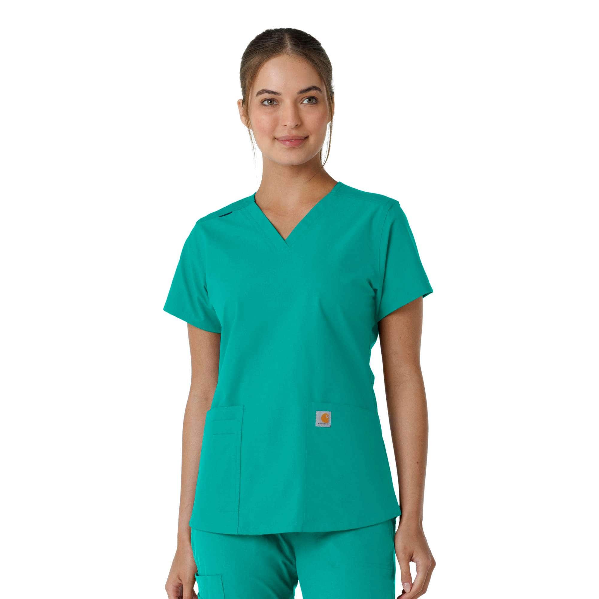 Additional thumbnail 1 of Women's Force Essentials V-Neck Knit Panel Scrub Top