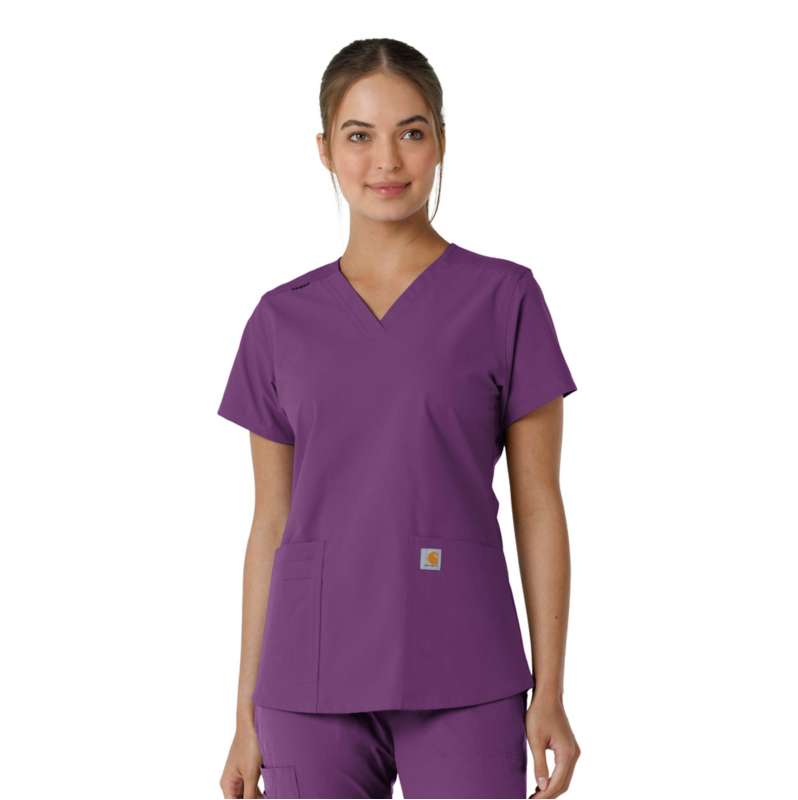 Carhartt  Eggplant Women's Force Essentials V-Neck Knit Panel Scrub Top
