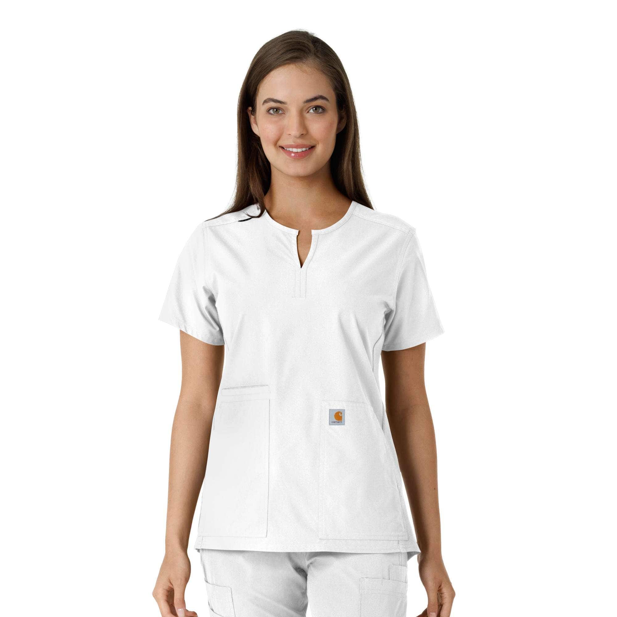 Additional thumbnail 1 of Women's Force Essentials Notch Neck Tunic Knit Panel Scrub Top