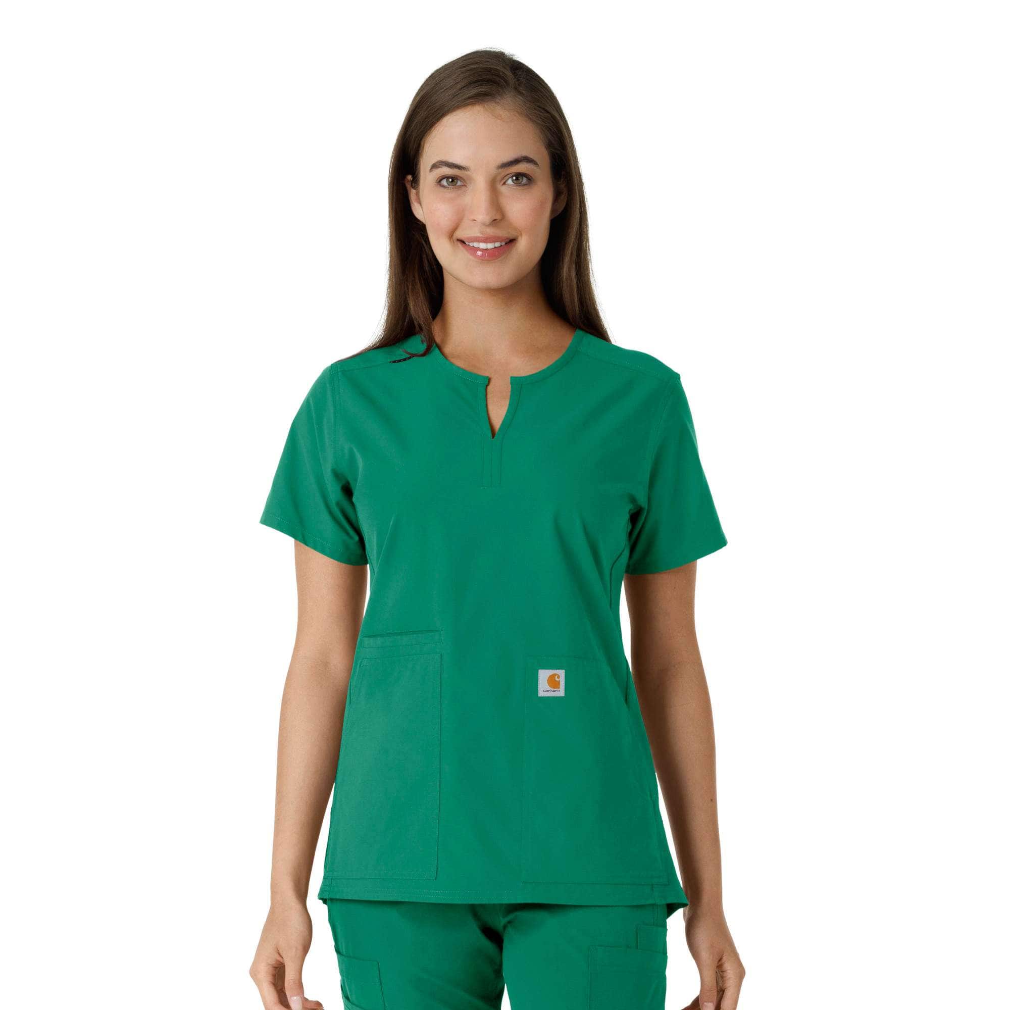 Additional thumbnail 1 of Women's Force Essentials Notch Neck Tunic Knit Panel Scrub Top