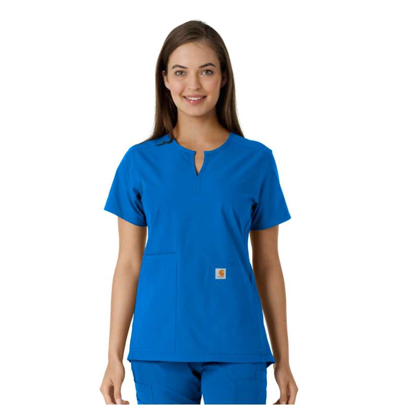 Carhartt  Royal Women's Force Essentials Notch Neck Tunic Knit Panel Scrub Top