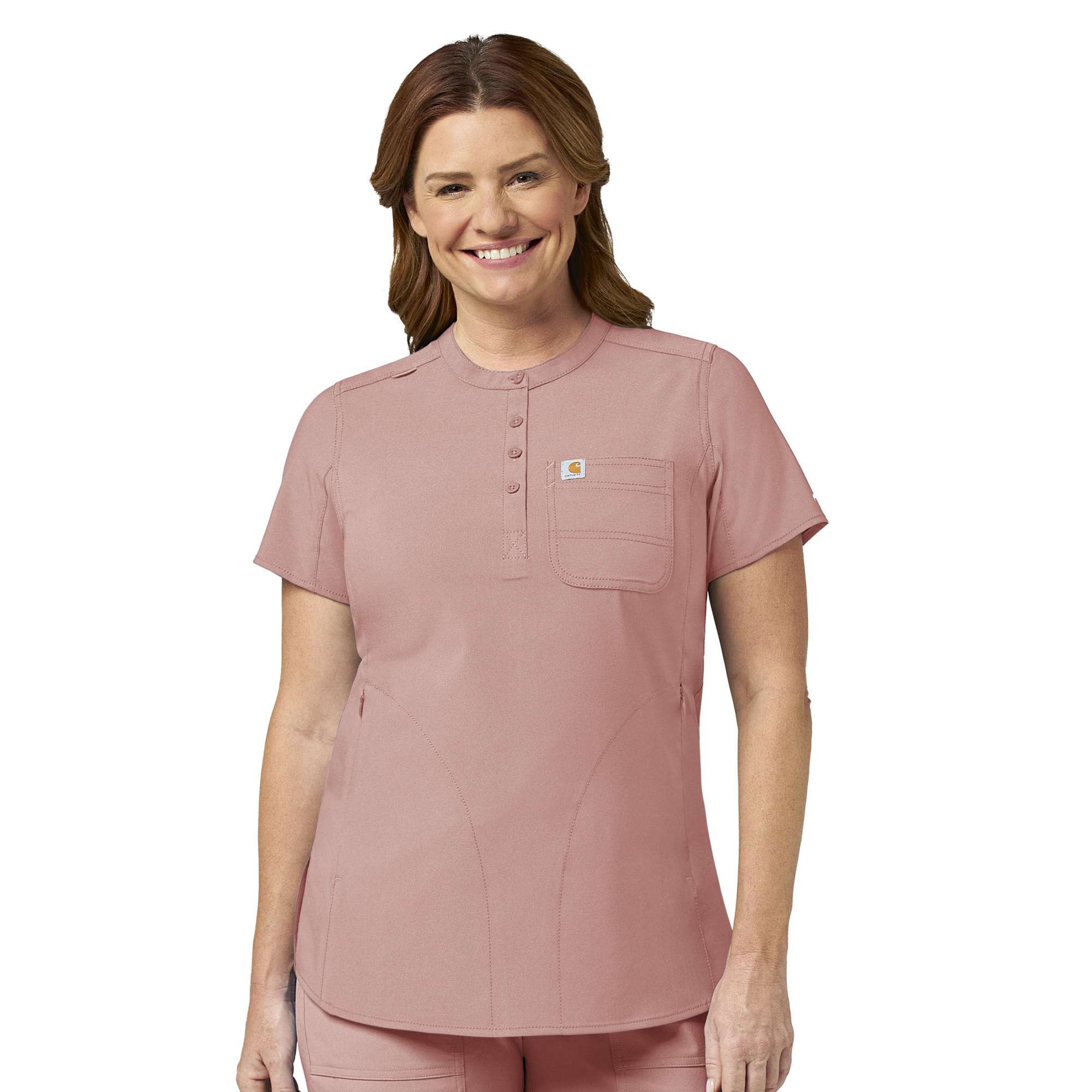 UA Butter-Soft STRETCH Smooth Face Zipper Scrub Top