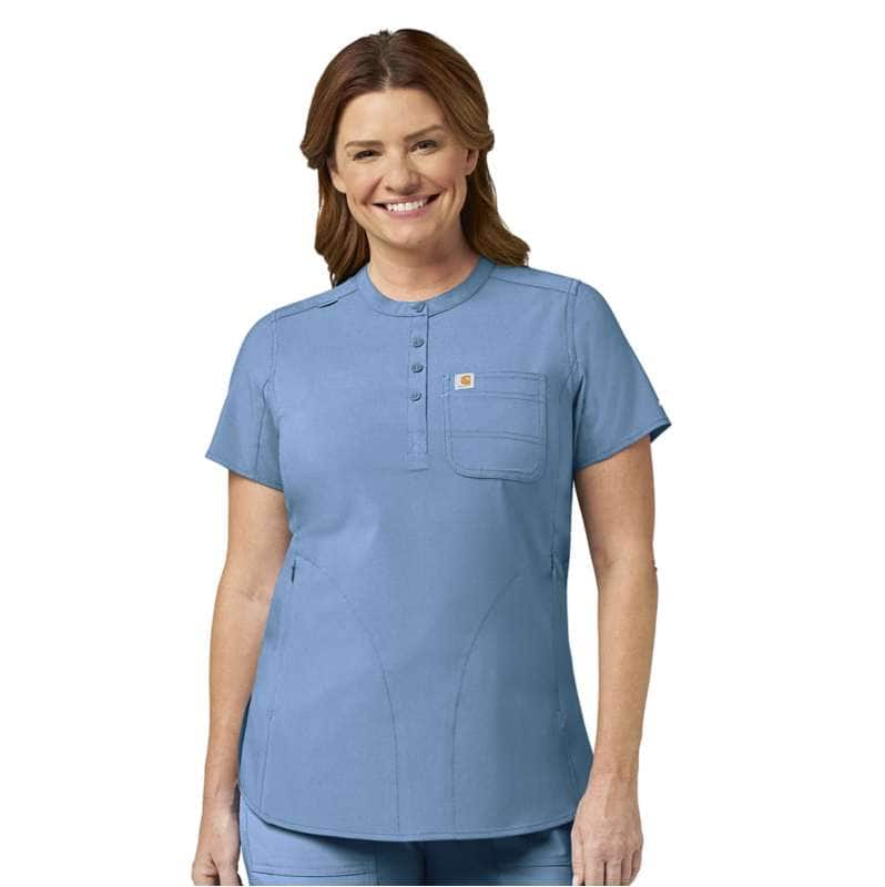 Women's Force Cross-Flex Henley Tunic Scrub Top | Azure Blue | Carhartt
