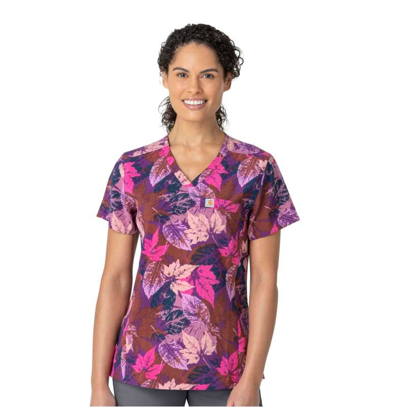 Carhartt  Purple Women's Force Tuck-In Scrub Print Top