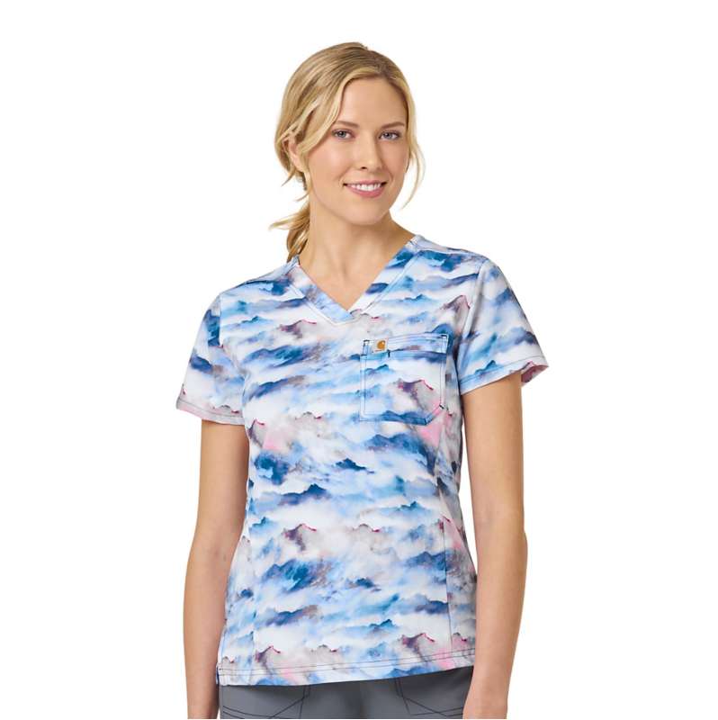 Carhartt  Mountain Mist Women's Force Tuck-In Scrub Print Top