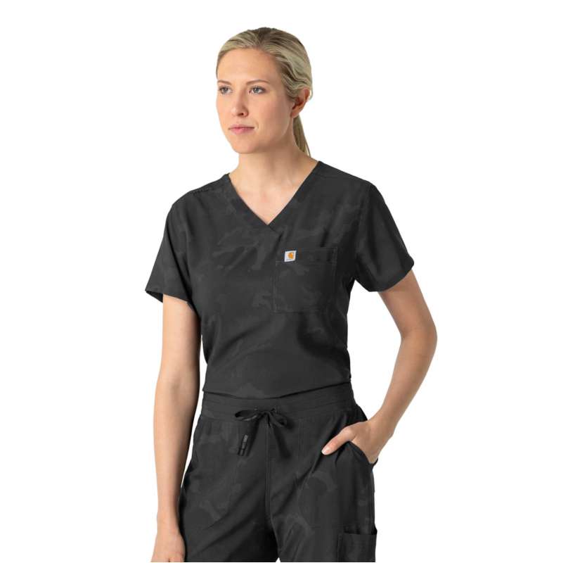 Carhartt  Black Women's Tuck-In Print Scrub Top