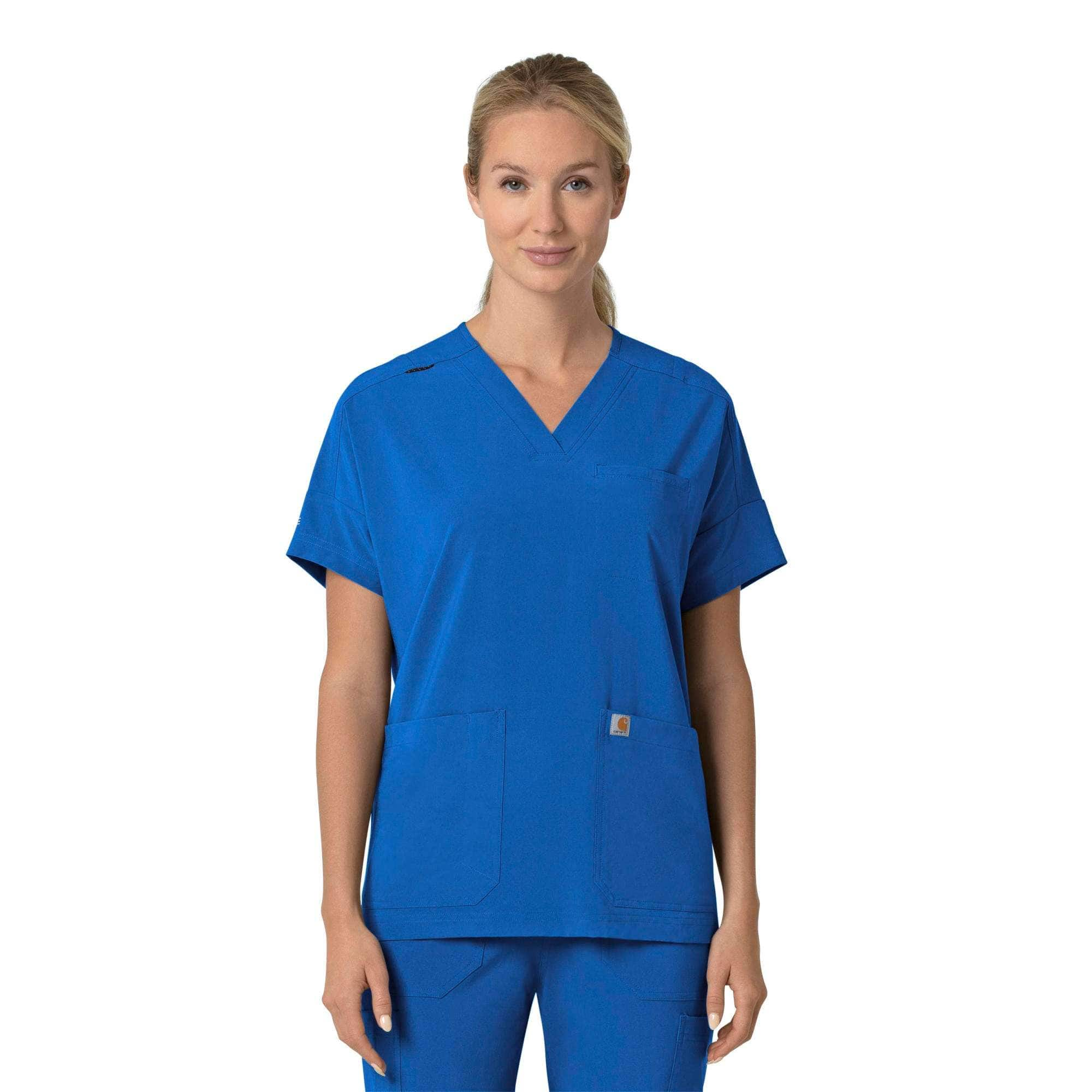  Carhartt Force Cross-Flex Women's V-Neck Tech Top — Azure Blue,  X Small: Clothing, Shoes & Jewelry