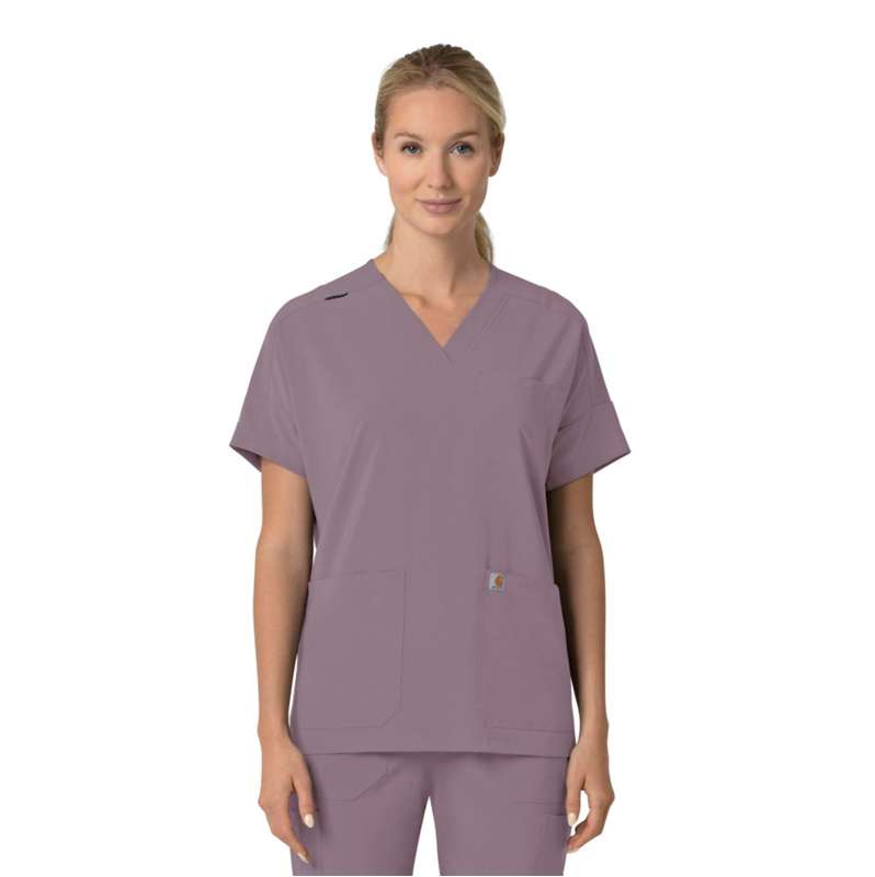 Carhartt  Lavender Mist Women's Force Cross-Flex  Oversized V-Neck Scrub Top