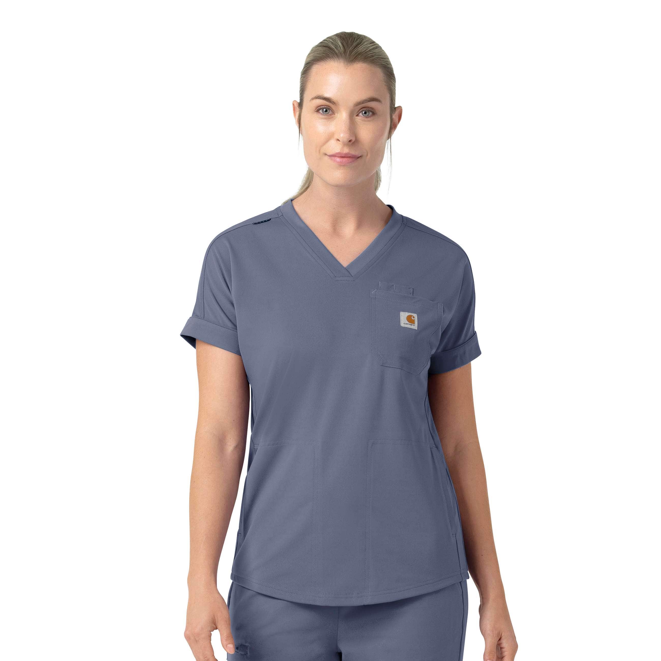 Carhartt Women's Cross-Flex Knit V-Neck Scrub Top | Storm Blue | Xs