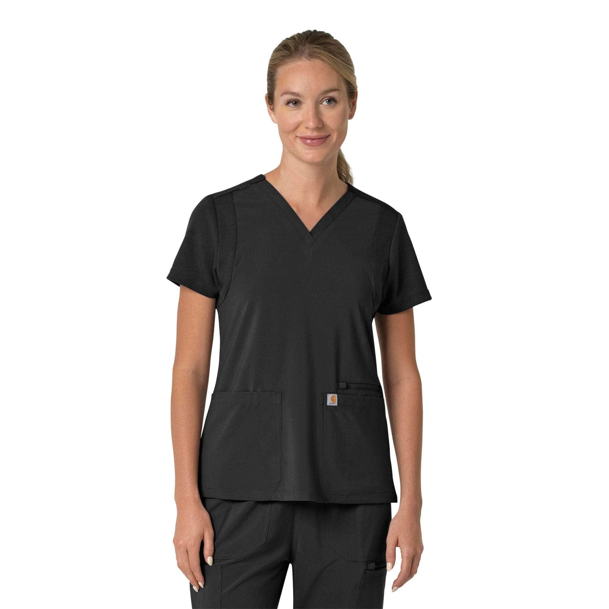 Cherokee Women's Scrubs Flexibles Sporty V-Neck Knit Panel Top : :  Clothing, Shoes & Accessories