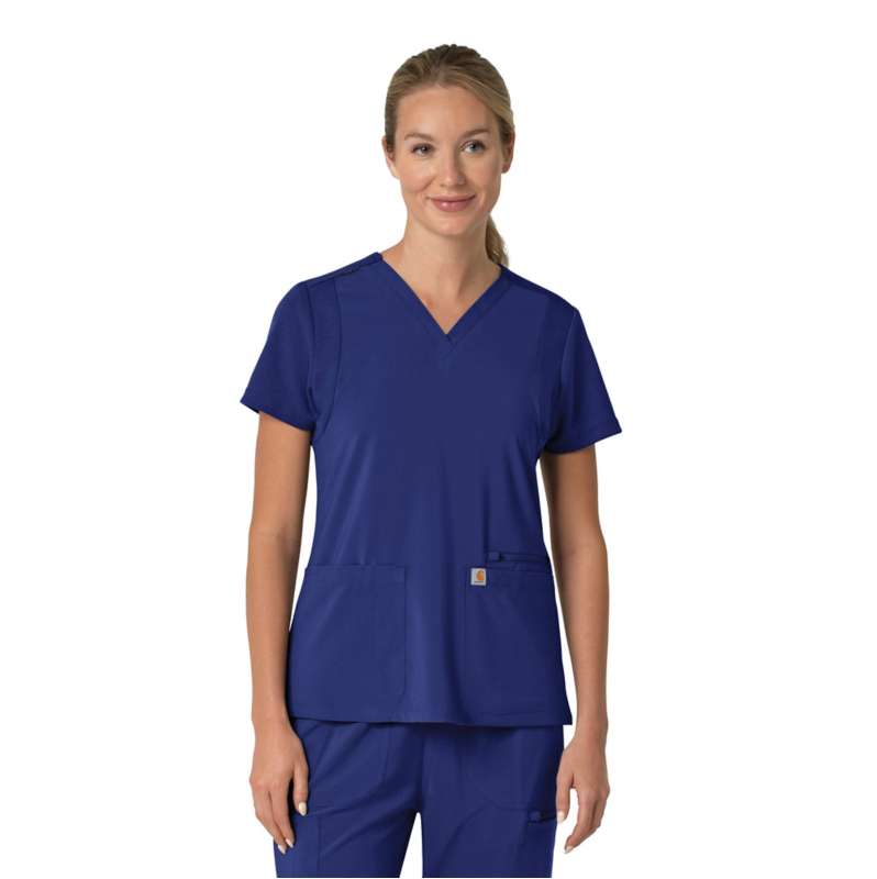 Carhartt  Deep Ocean Women's Force Cross-Flex  Flex Panel V-Neck Scrub Top