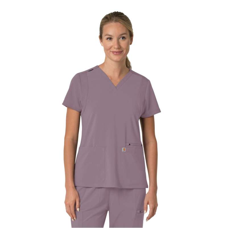 Carhartt  Lavender Mist Women's Force Cross-Flex  Flex Panel V-Neck Scrub Top