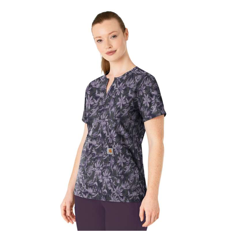 Carhartt  Pewter Women's Cross-Flex Notch Neck Print Top