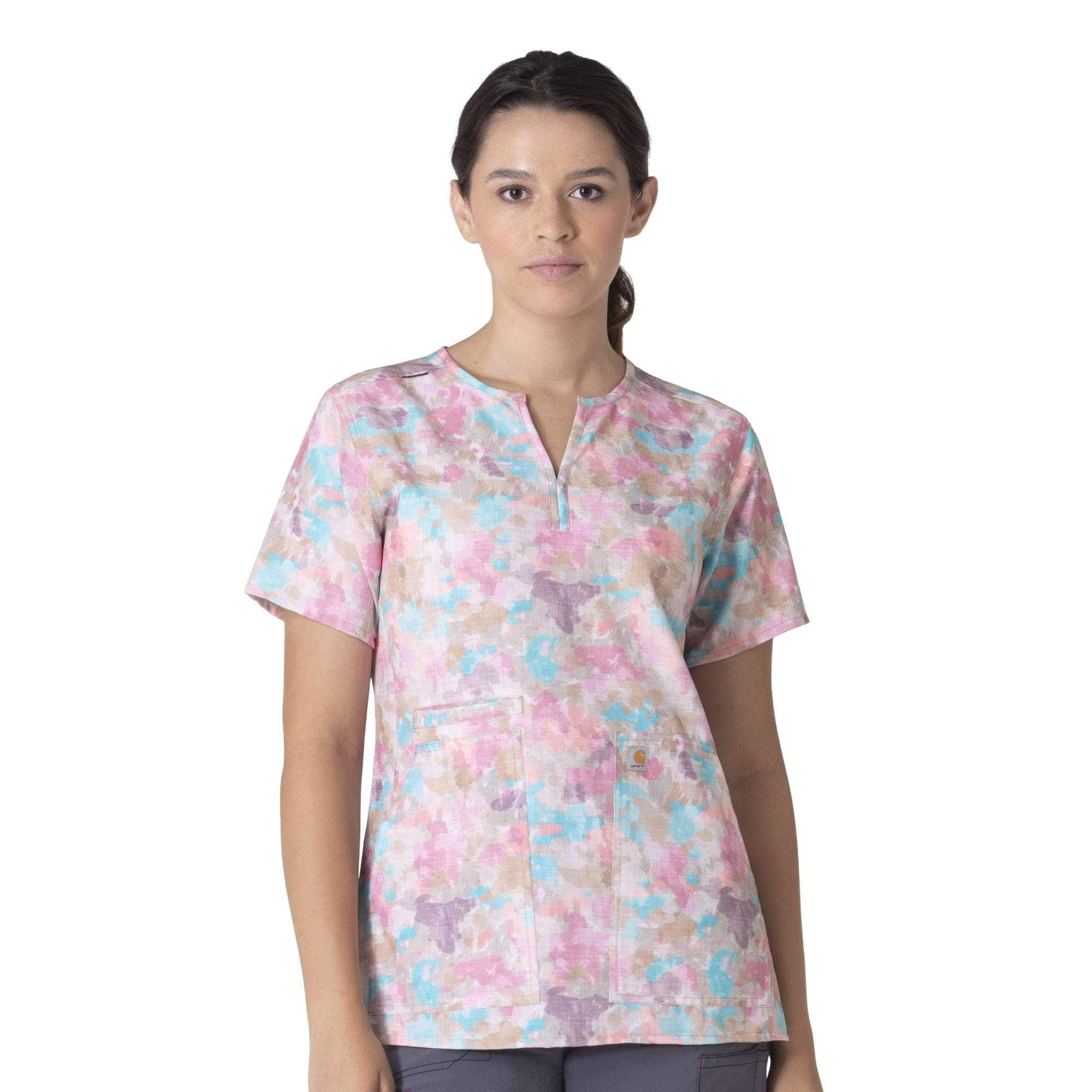 Women's Force Notch Neck Print Scrub Top