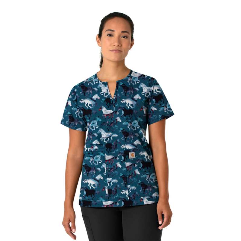 Carhartt  Pewter Women's Force Notch Neck Print Scrub Top