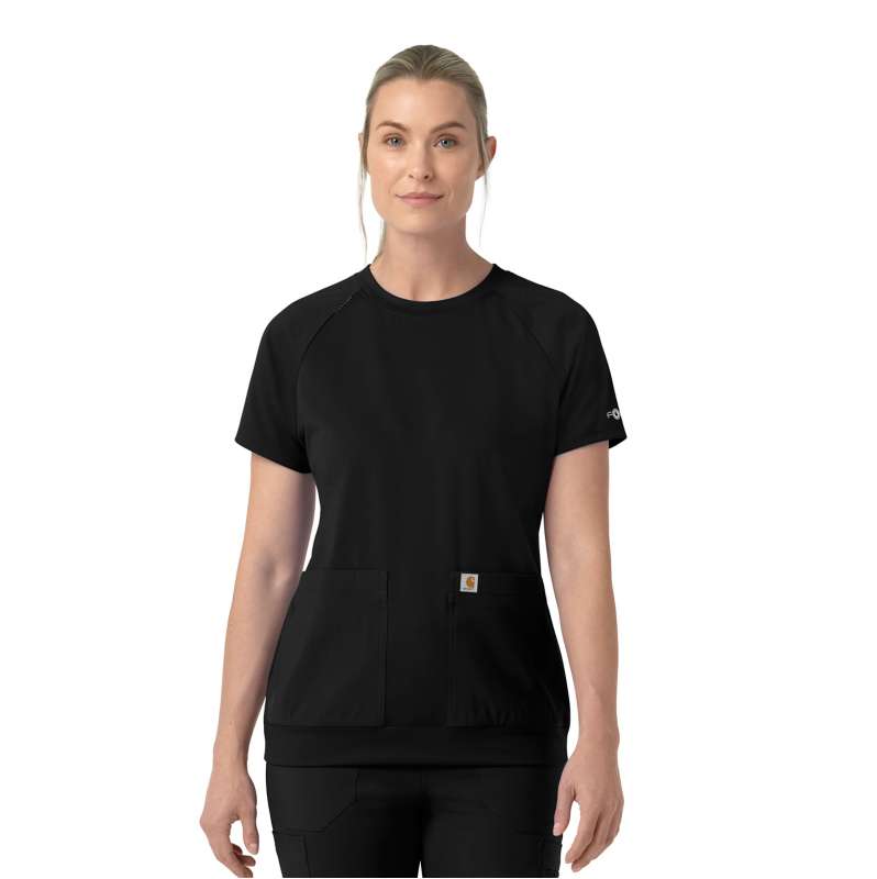 Carhartt  Black Women's Force Cross-Flex Knit Crew Neck Scrub Top