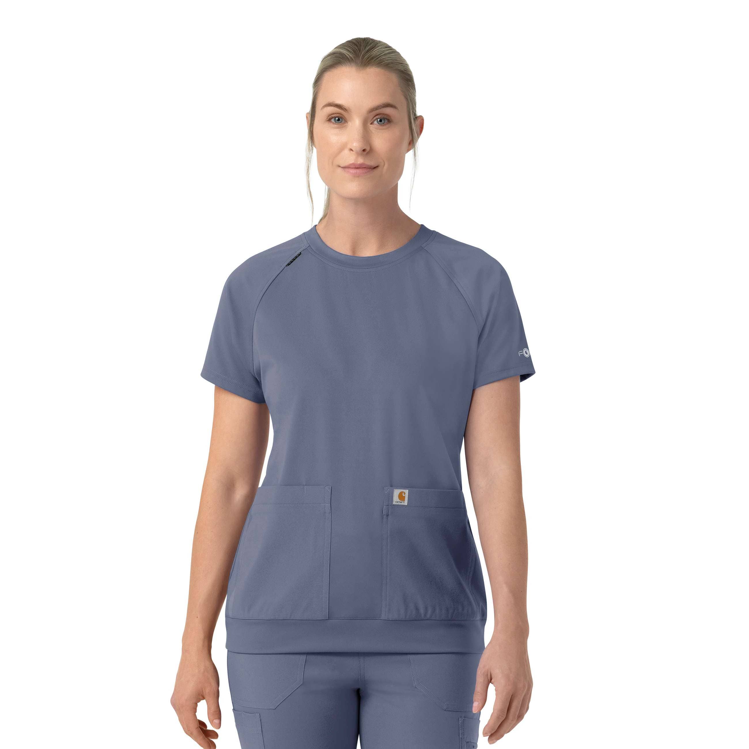 Carhartt Women's Cross-Flex Knit Crew Neck Scrub Top | Storm Blue | Xs