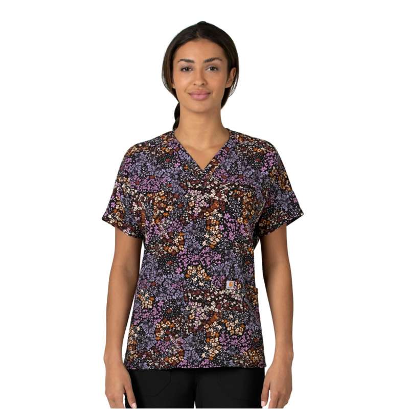 Carhartt  Lavender Mist Women's Oversized V-Neck Print Scrub Top