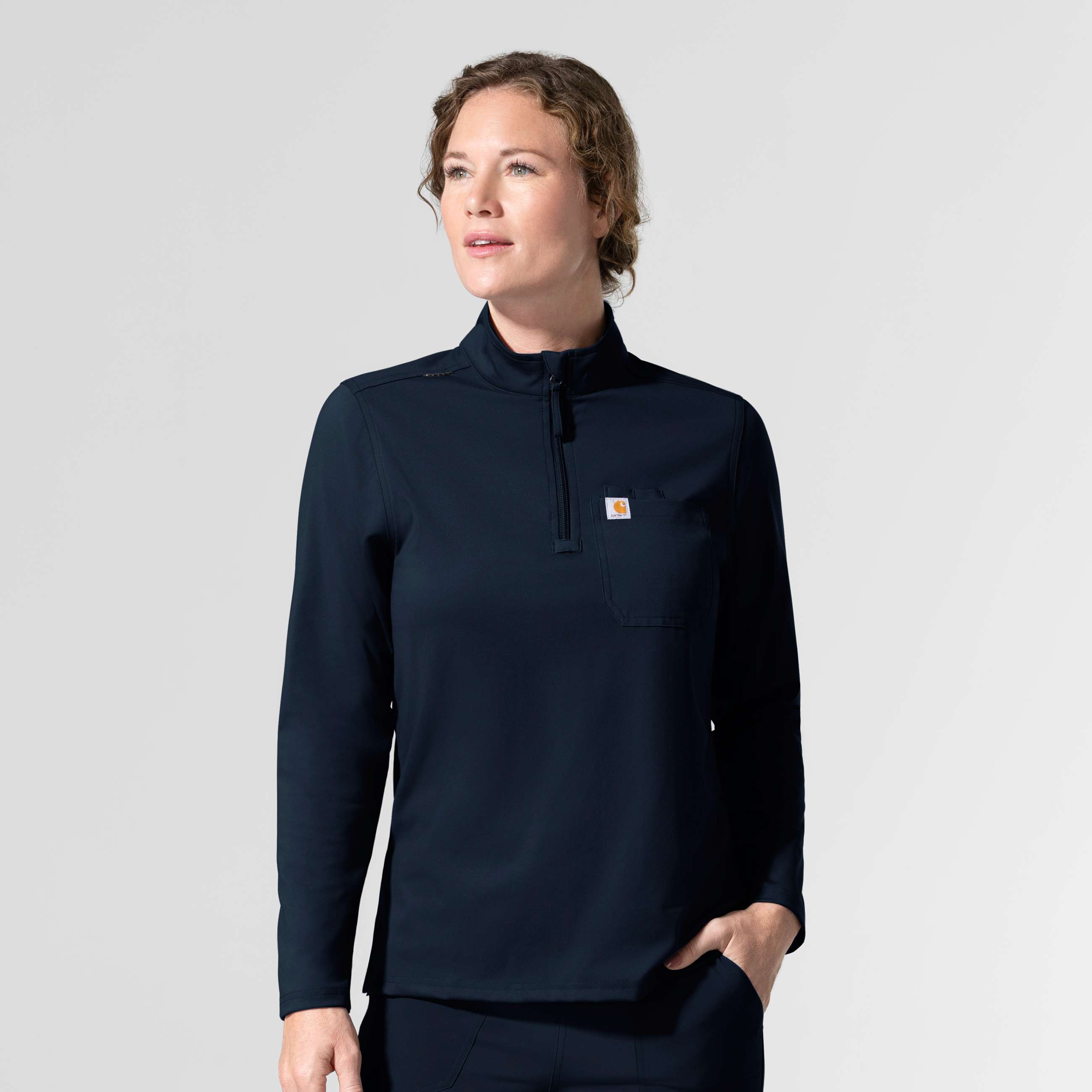 Carhartt Women's Force Cross-Flex Knit Long Sleeve Quarter Zip Scrub Top