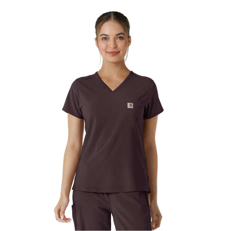 Carhartt  Dark Sepia Women's Force Cross-Flex  Tuck-In Scrub Top