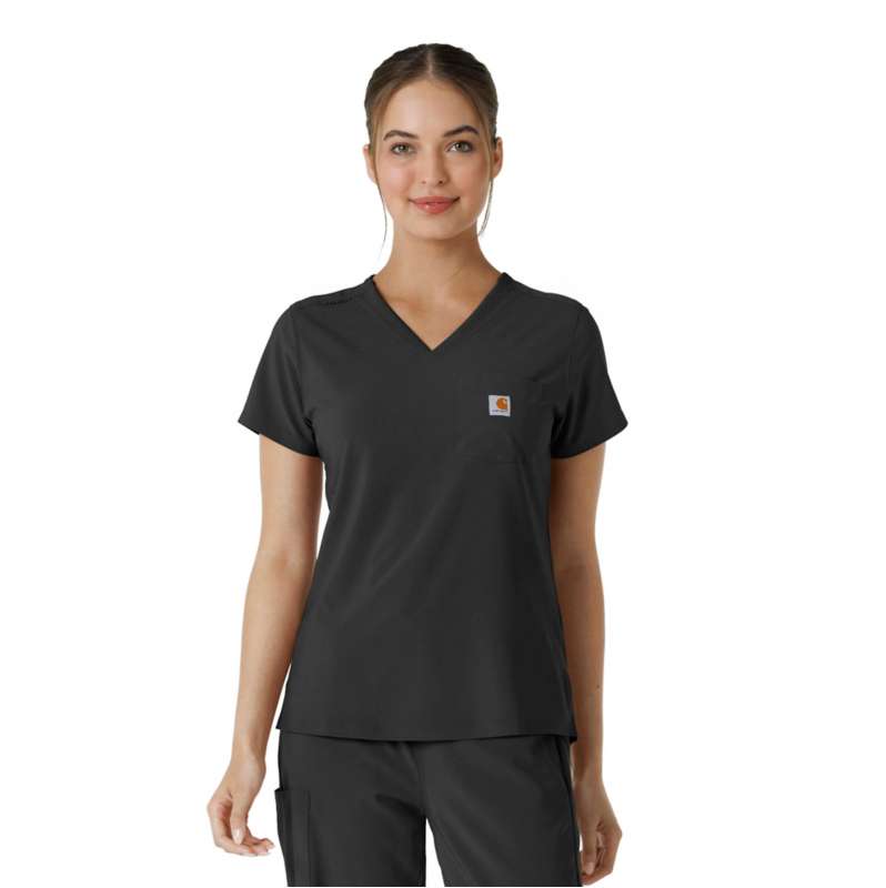 Carhartt  Black Women's Force Cross-Flex  Tuck-In Scrub Top