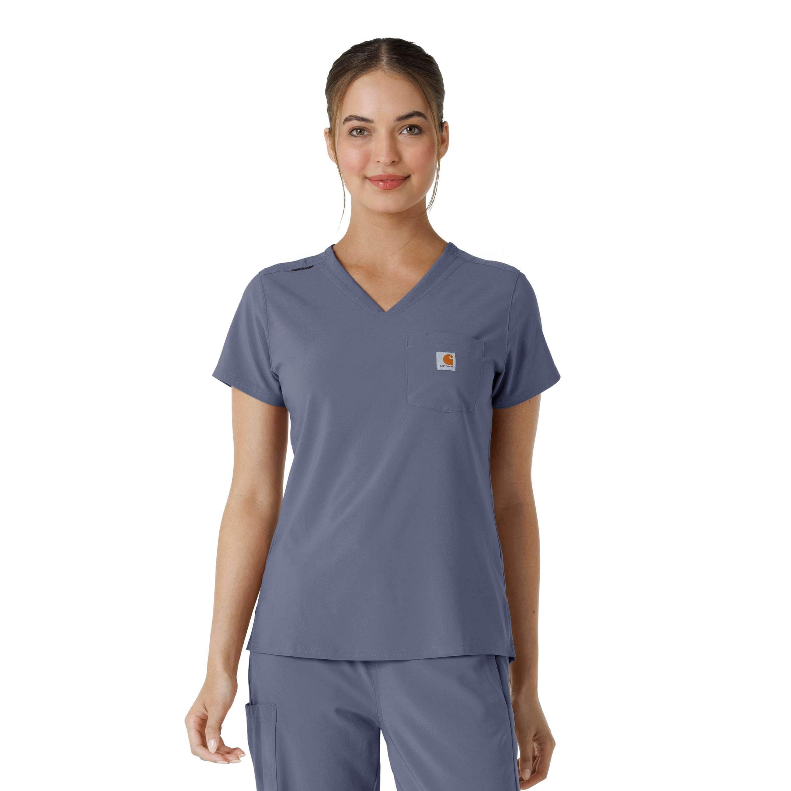 Carhartt Women's Cross-Flex Tuck-In Scrub Top | Storm Blue | Xs