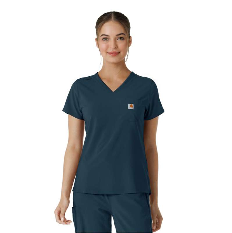 Carhartt  Navy Women's Force Cross-Flex  Tuck-In Scrub Top