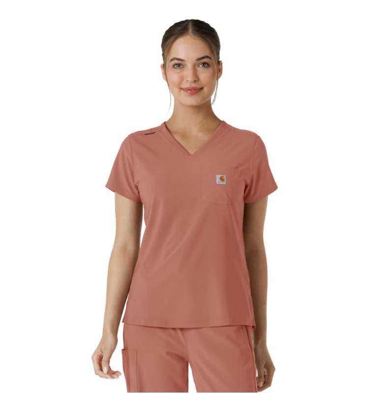 Carhartt  Rose Tint Women's Force Cross-Flex  Tuck-In Scrub Top