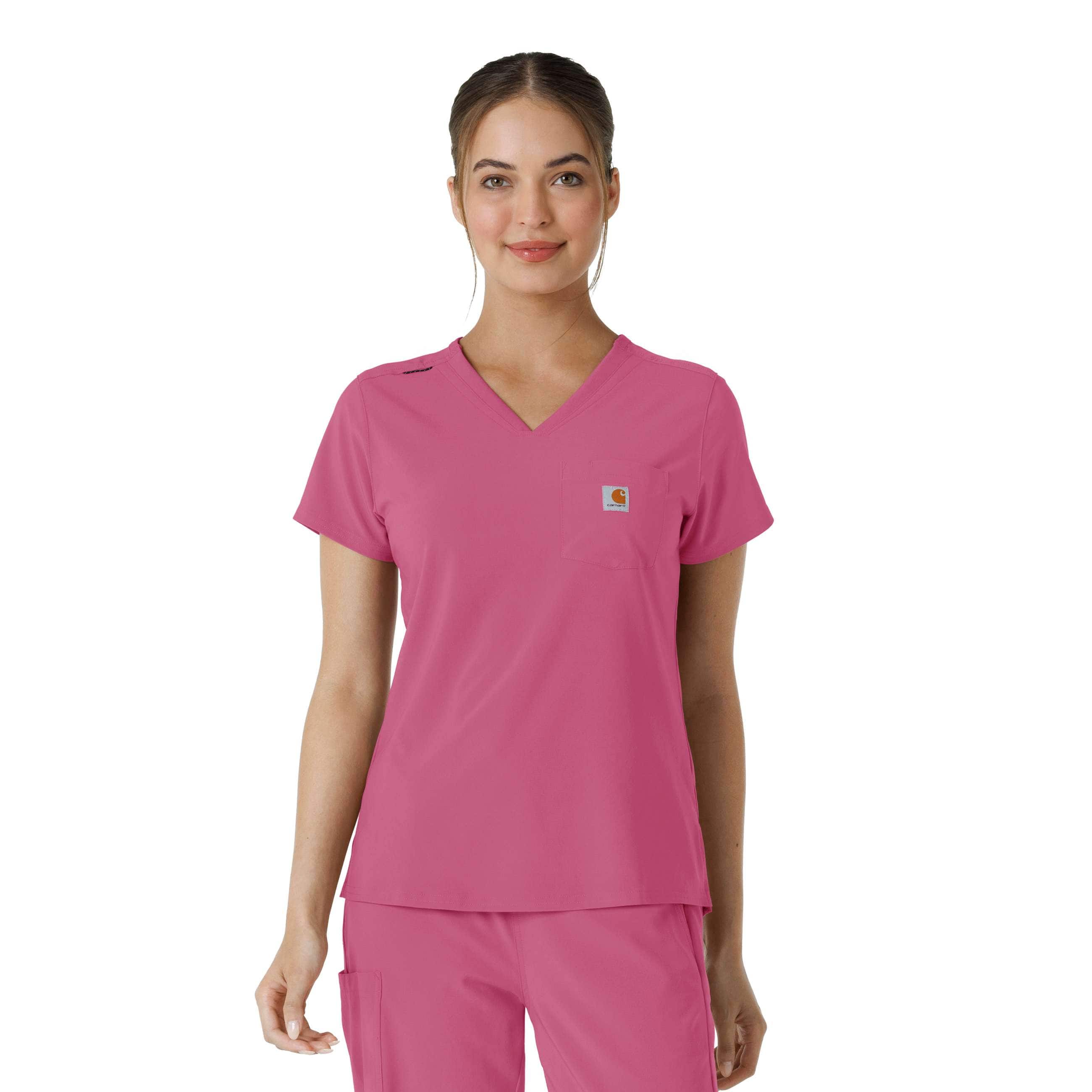Carhartt Women's Cross-Flex Tuck-In Scrub Top | Electric Fuchsia | Xs