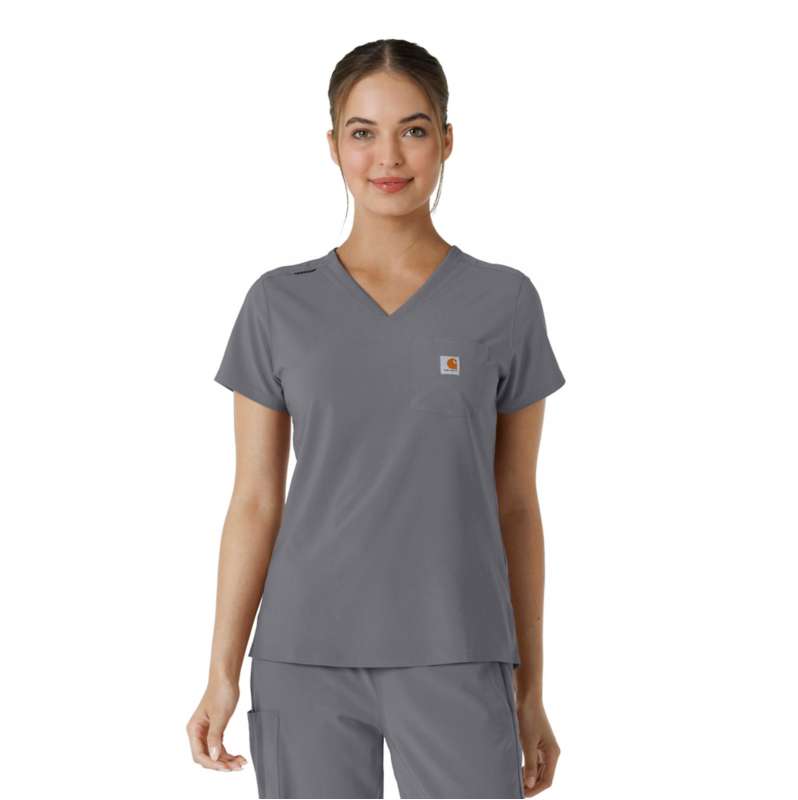 Carhartt  Pewter Women's Force Cross-Flex  Tuck-In Scrub Top